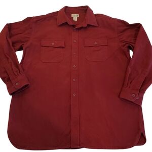 L.L. Bean Men's Chamois Shirt Size XL Red Maroon Button Up Long Sleeve Cotton